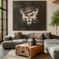 The BYU Cat - Metal Wall Art - Square - Forge