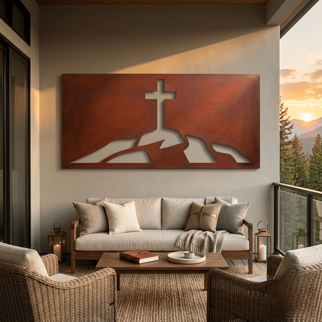 The Cross on the Hill - Metal Wall Art - Oxide - Anthem Classic