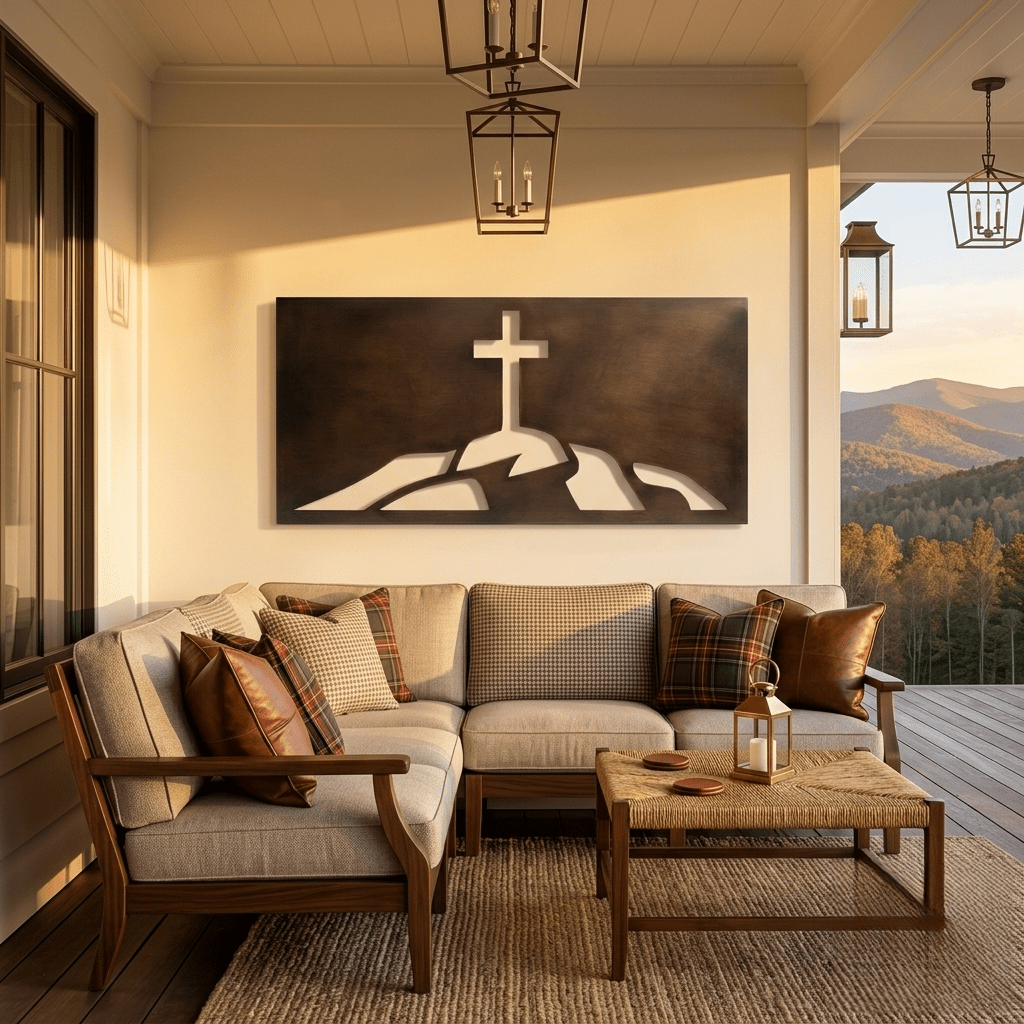 The Cross on the Hill - Metal Wall Art - Umber - Anthem Classic
