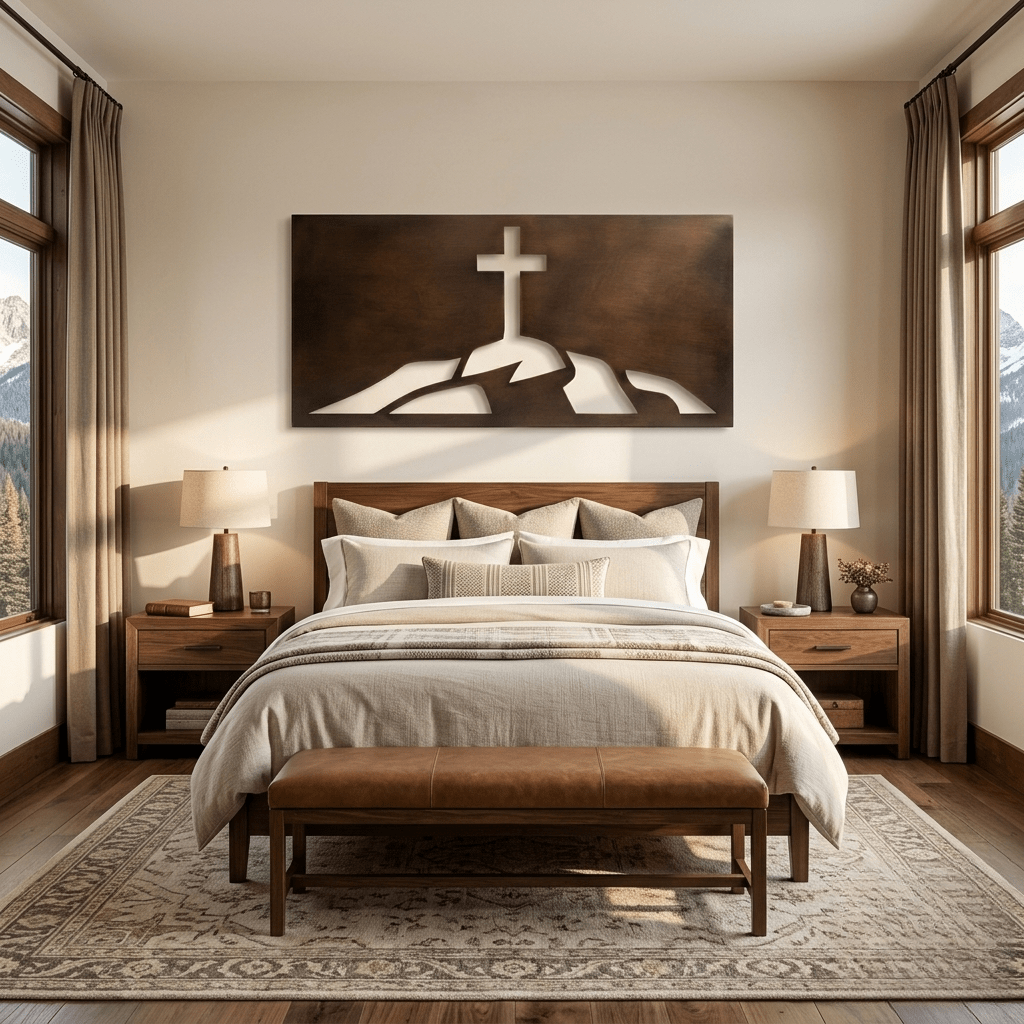 The Cross on the Hill - Metal Wall Art - Umber - Anthem Classic