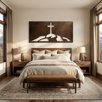 The Cross on the Hill - Metal Wall Art - Umber