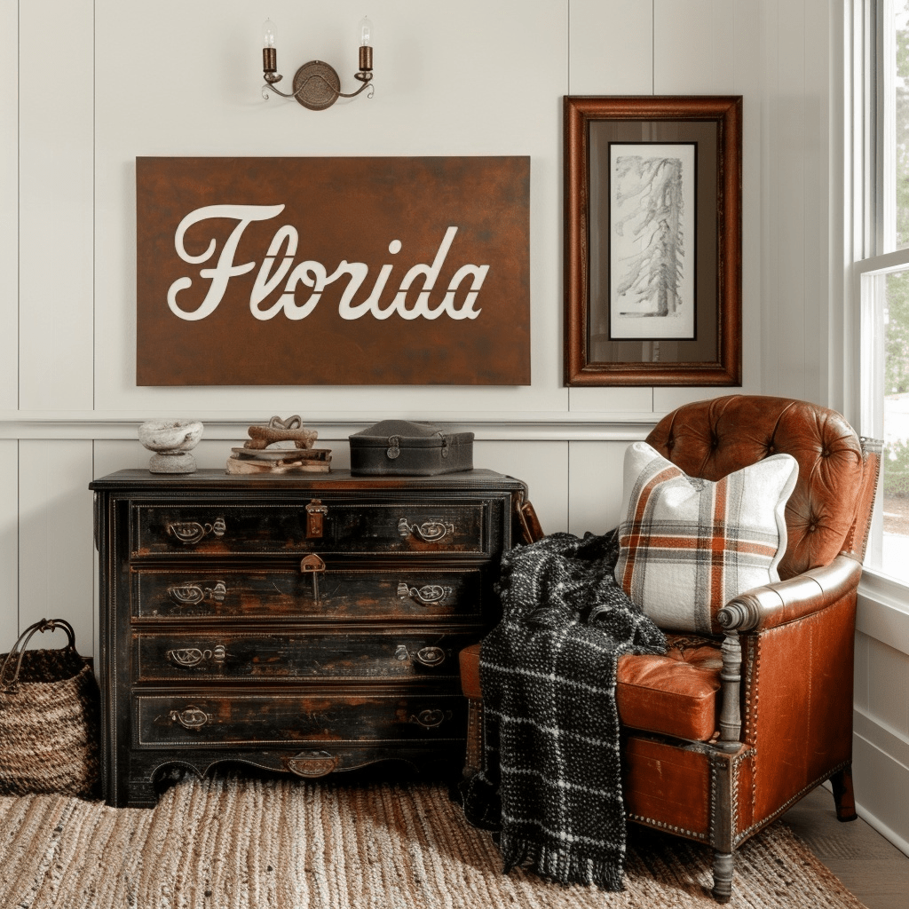 The Cursive Florida - Metal Wall Art - Landscape Umber - Anthem Classic