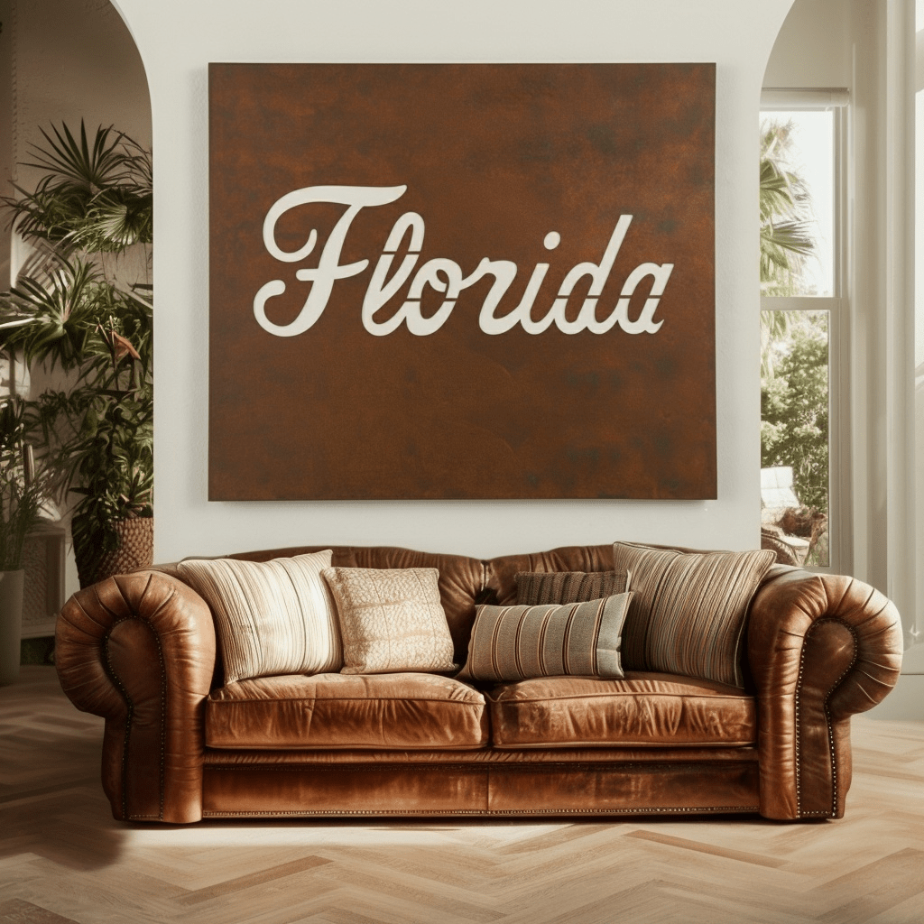 The Cursive Florida - Metal Wall Art - Square Umber - Anthem Classic