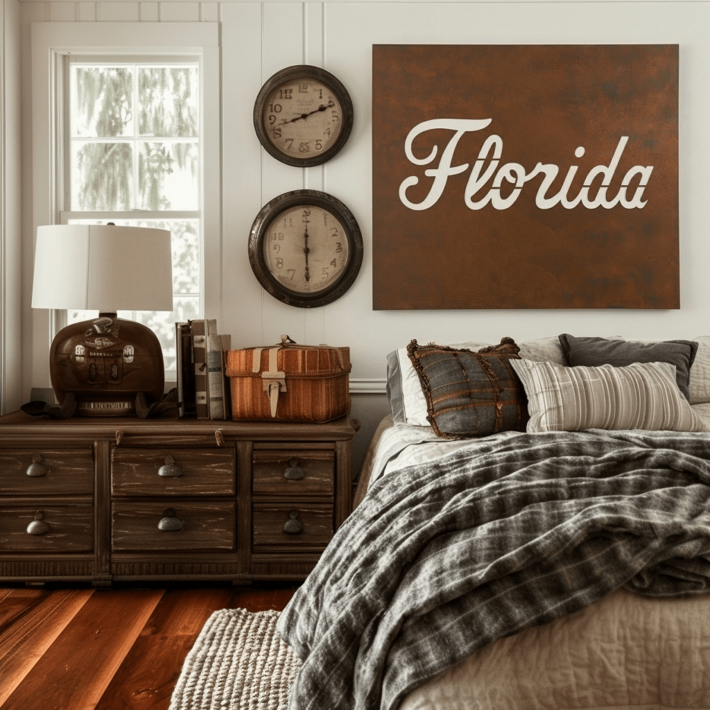 The Cursive Florida - Metal Wall Art - Square Umber - Anthem Classic