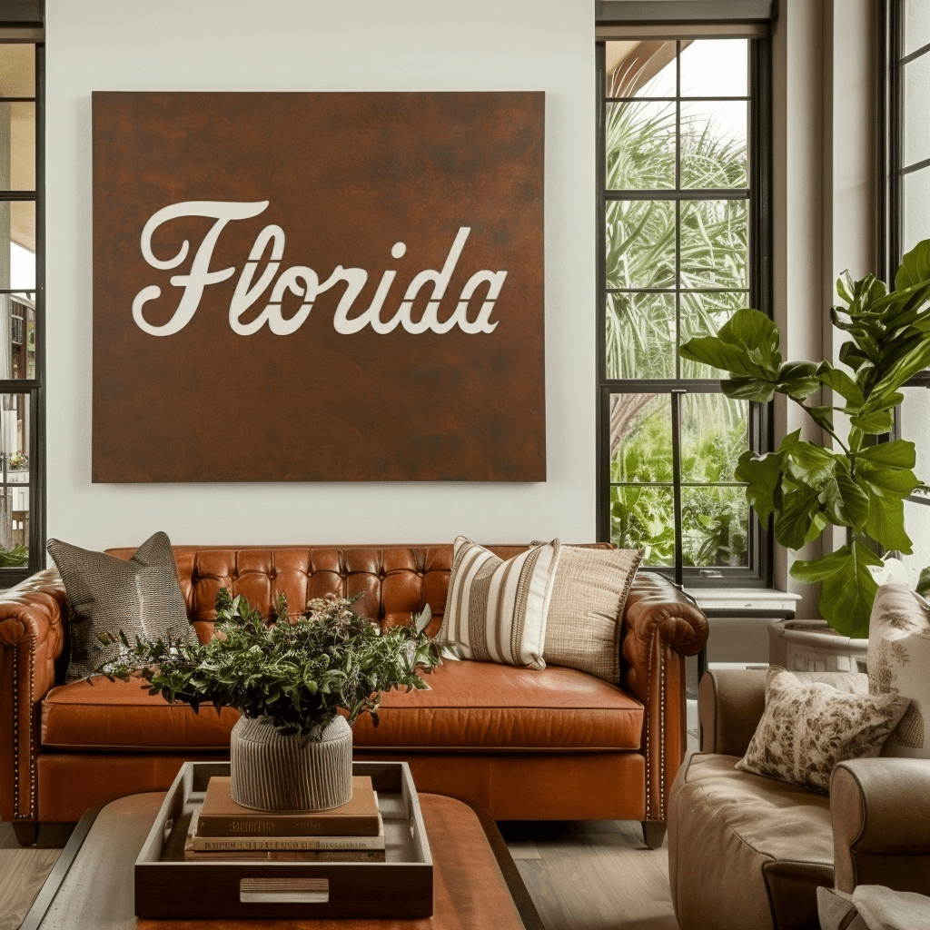 The Cursive Florida - Metal Wall Art - Square Umber - Anthem Classic