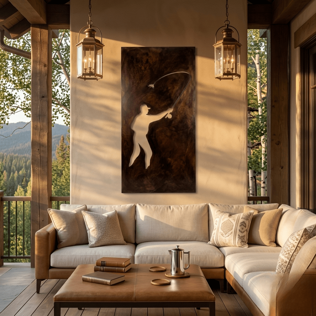 The Fly Angler - Metal Wall Art - Umber - Anthem Classic