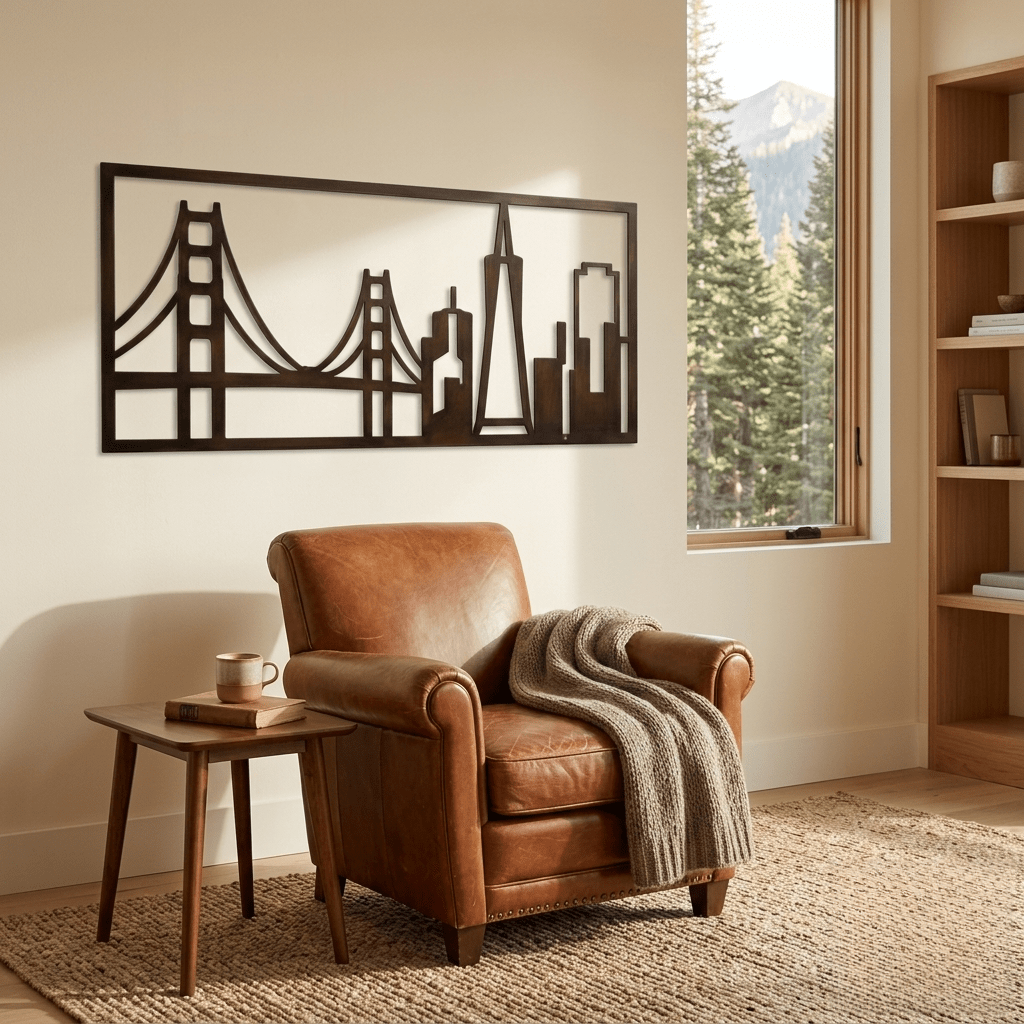 The Golden City Skyline - Metal Wall Art - Umber - Anthem Classic
