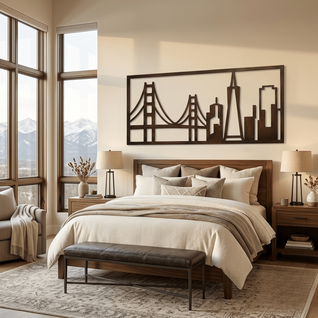 The Golden City Skyline - Metal Wall Art - Umber - Anthem Classic