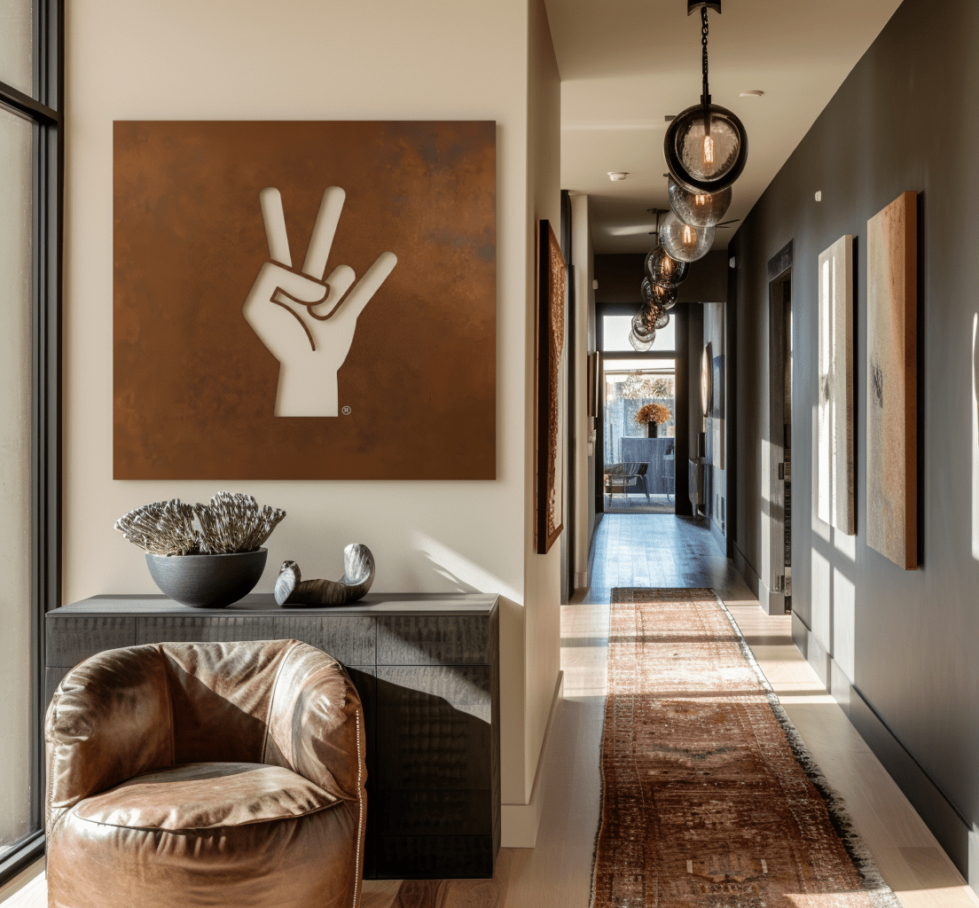 The Hand Fork - Metal Wall Art - Square Umber - Anthem Classic