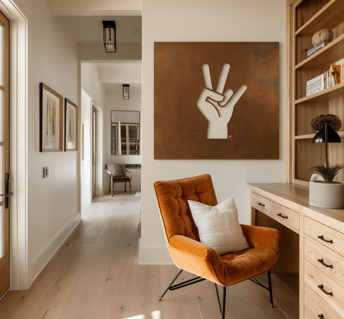 The Hand Fork - Metal Wall Art - Square Umber - Anthem Classic