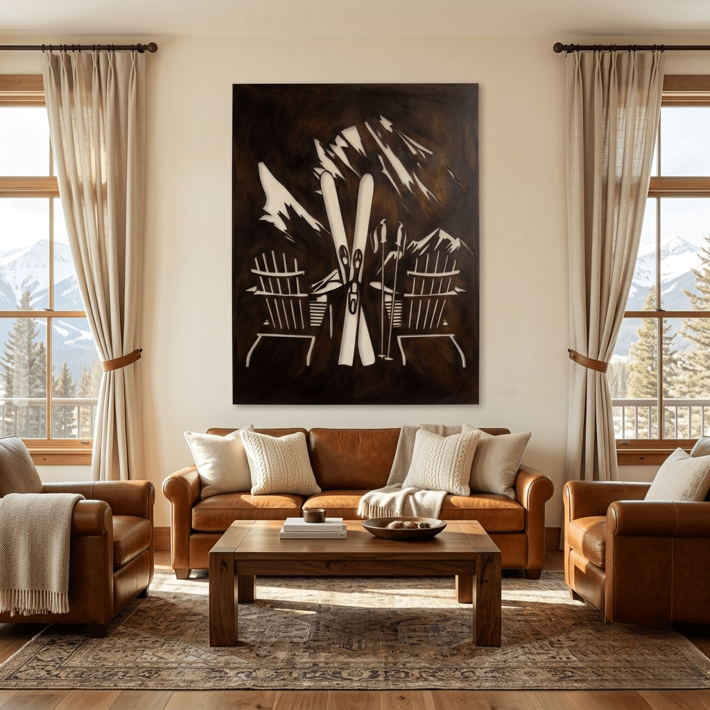 The Mountain Chairs - Metal Wall Art - Umber - Anthem Classic