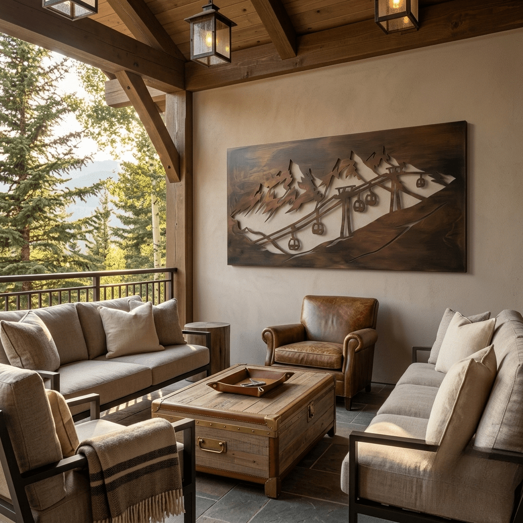 The Mountain Lift - Metal Wall Art - Umber - Anthem Classic