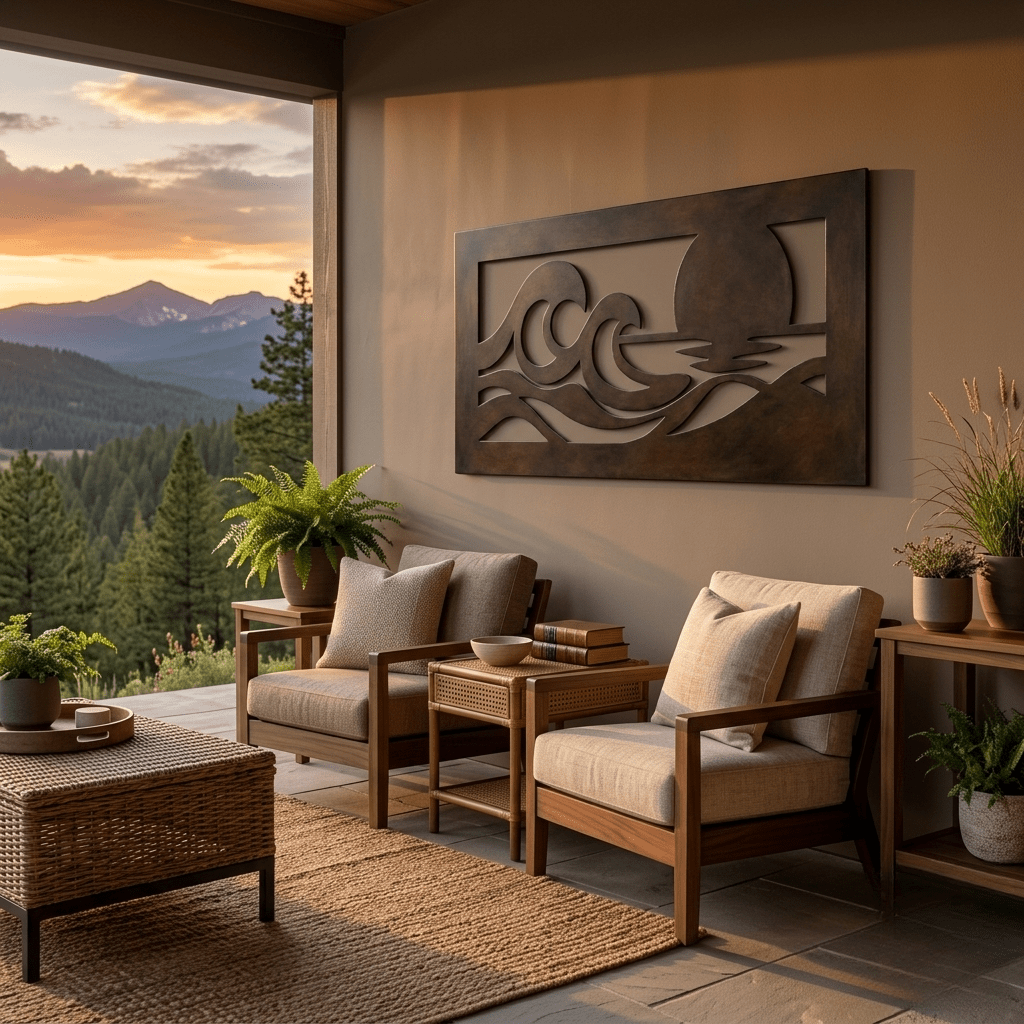 The Setting Sun - Metal Wall Art - Umber - Anthem Classic