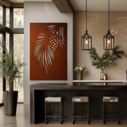 The Maine White Pine Cone and Tassel - Metal Wall Art